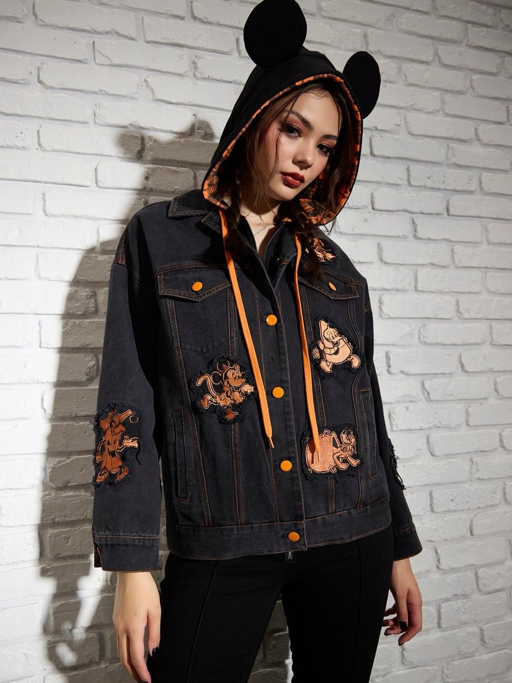 Disney‎ Mickey Mouse & Friends Halloween Hooded Denim Jacket Hot Topic